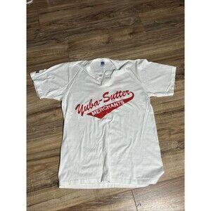 Russell Athletic Vintage 90s Baseball Softball Button T Shirt Medium USA Made